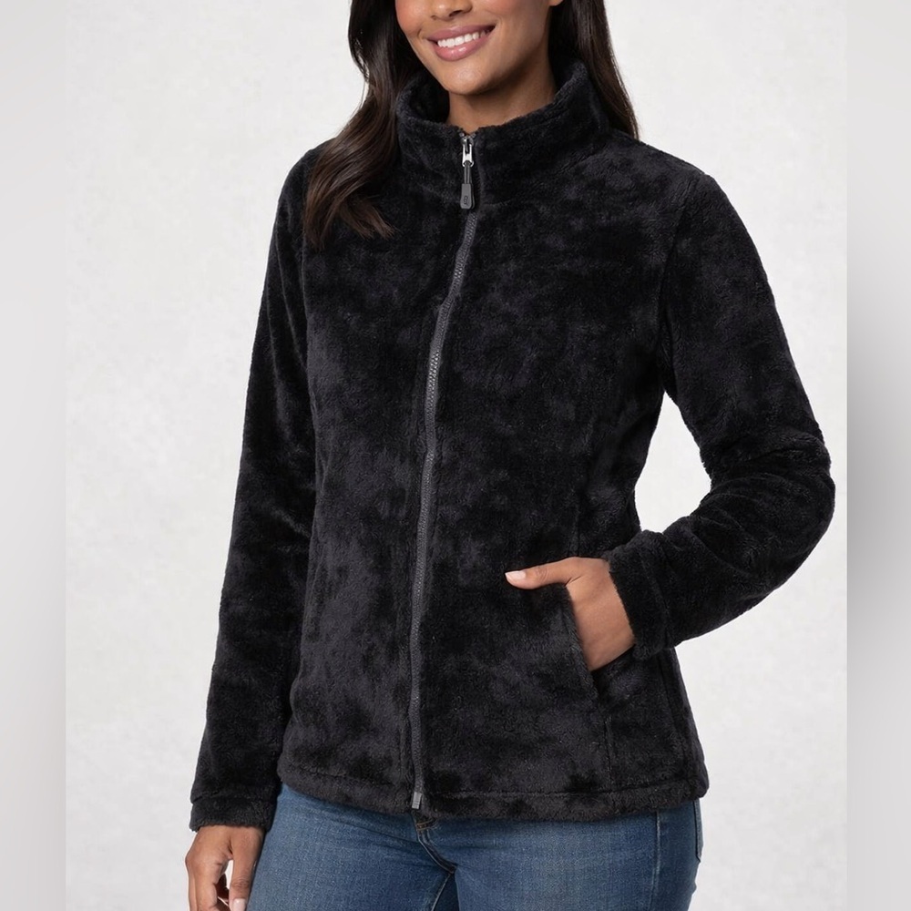 ✨ 32 Degrees Heat Black Plush Faux Fur‎ Jacket Cozy Winter Women S NWOT✨